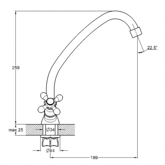 Смеситель для кухни GLAUF QFR4-A722 хром