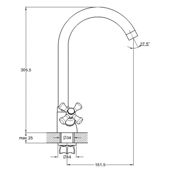 Смеситель для кухни GLAUF QTZ4-A856 хром