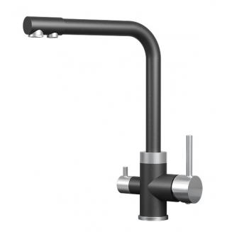Смеситель для кухни GRANULA 5015 с краном для питьевой воды, шварц