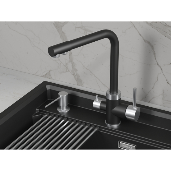 Смеситель для кухни GRANULA 5015 с краном для питьевой воды, турмалин