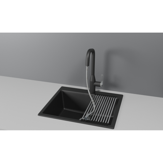 Смеситель для кухни GRANULA 8171 с вытяжным изливом, турмалин