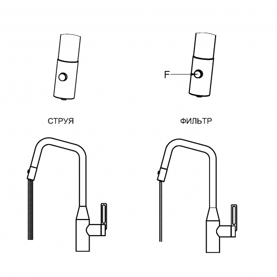 Смеситель для кухни GRANULA 8171 с вытяжным изливом, турмалин
