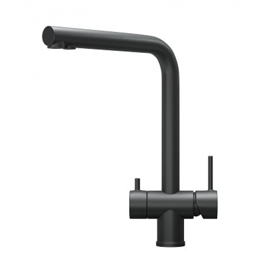 Смеситель для кухни GRANULA KS-7011 с краном для питьевой воды, чёрный матовый