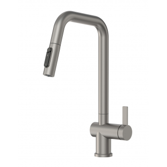 Смеситель для кухни GRANULA KS-7273 с вытяжным изливом, с подключением к фильтру, сталь матовая