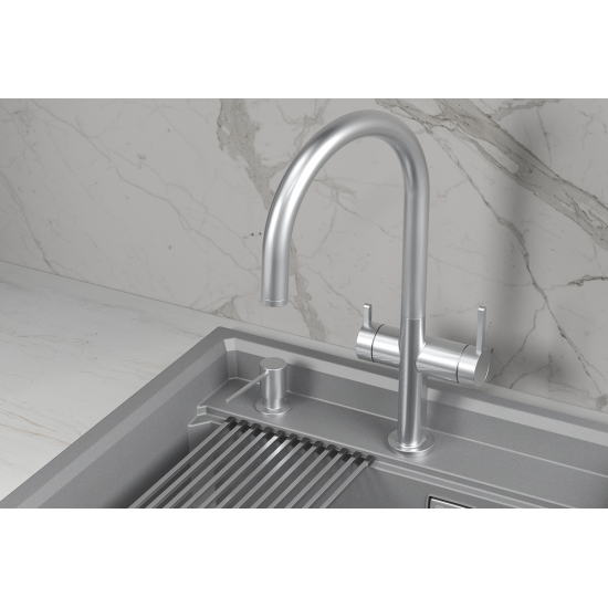 Смеситель для кухни GRANULA KS-8274 с краном для питьевой воды, нерж