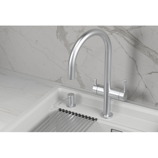 Смеситель для кухни GRANULA KS-8274 с краном для питьевой воды, нерж