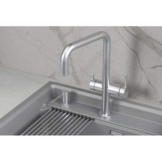 Смеситель для кухни GRANULA KS-8275 с краном для питьевой воды, нерж