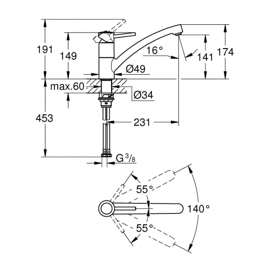 Смеситель для кухни GROHE BauClassic 30575000 хром