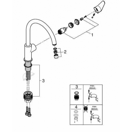 Смеситель для кухни GROHE BauCurve 31231001 хром
