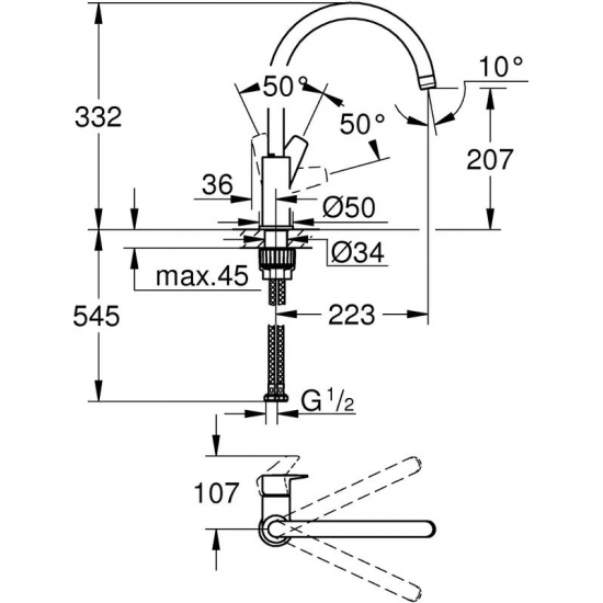 Смеситель для кухни GROHE BauEdge 31233001 хром