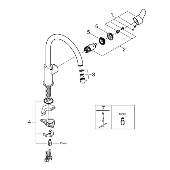 Смеситель для кухни GROHE BauEdge 31367000 хром