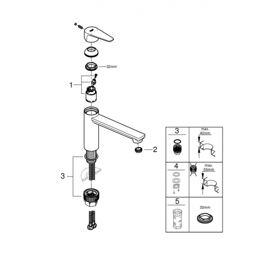 Смеситель для кухни GROHE BauEdge 31693000 хром