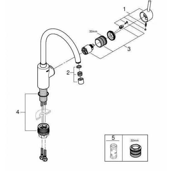 Смеситель для кухни GROHE Concetto 32661DC3 сатин