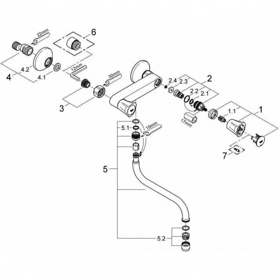 Смеситель для кухни GROHE Costa L 31187001 настенный, хром