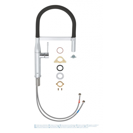 Смеситель для кухни GROHE Essence 30294000 с гибким изливом, хром/чёрный