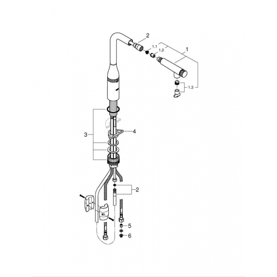 Смеситель для кухни GROHE Essence SmartControl 31615000 с вытяжным изливом, хром