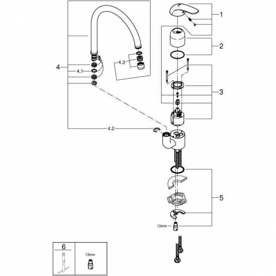 Смеситель для кухни GROHE Euroeco 32752000 хром