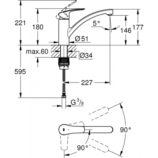 Смеситель для кухни GROHE Eurosmart 30260003 хром