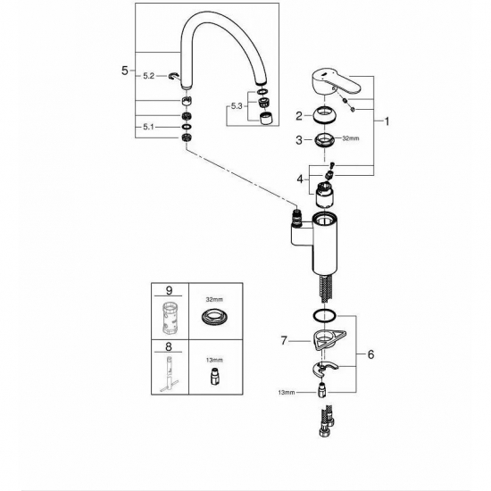 Смеситель для кухни GROHE Eurostyle Cosmopolitan 30221002 хром