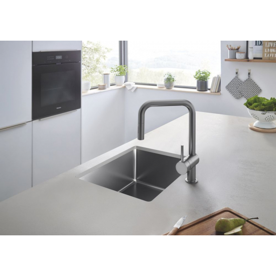 Смеситель для кухни GROHE Minta 32322AL2 с вытяжным изливом, графит матовый