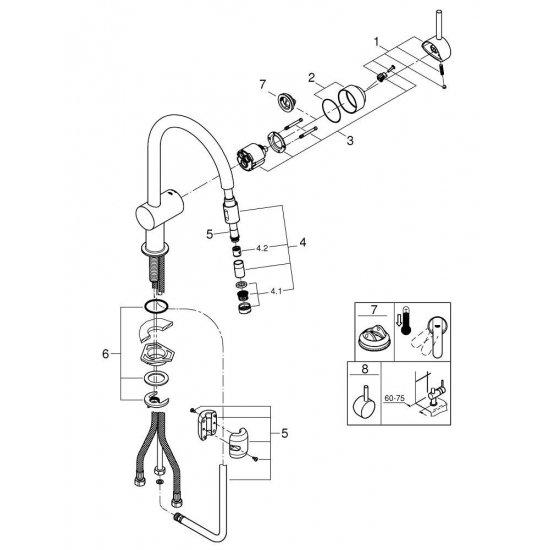 Смеситель для кухни GROHE Minta 32918000 с вытяжным изливом, хром