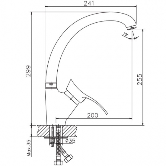 Смеситель для кухни HAIBA HB4101-1 хром матовый