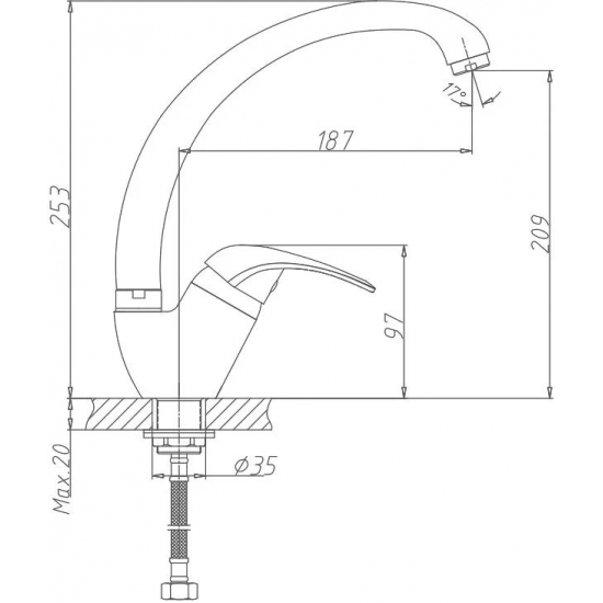 Смеситель для кухни HAIBA HB4103-2 хром