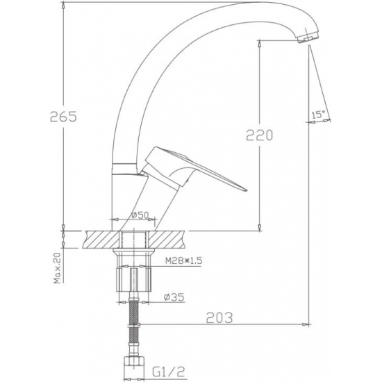 Смеситель для кухни HAIBA HB4104-2 хром