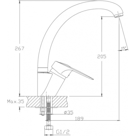 Смеситель для кухни HAIBA HB4113-1 хром матовый