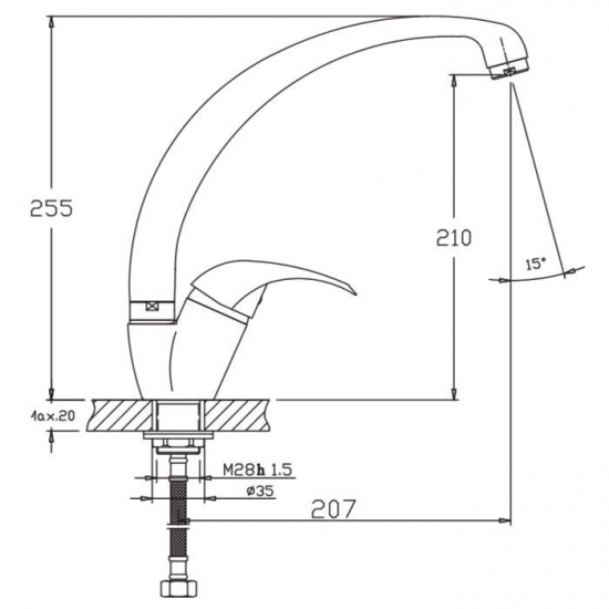 Смеситель для кухни HAIBA HB4115-2 хром