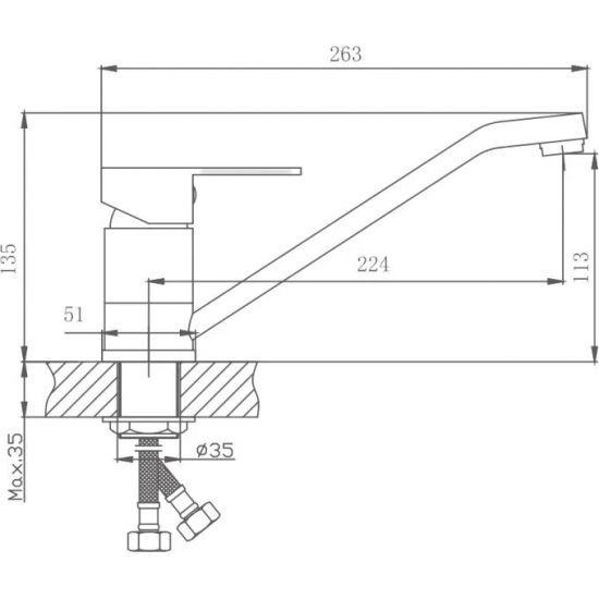 Смеситель для кухни HAIBA HB42802 из нержавеющей стали, сатин