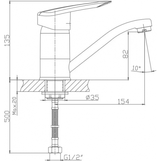 Смеситель для кухни HAIBA HB4507-2 хром