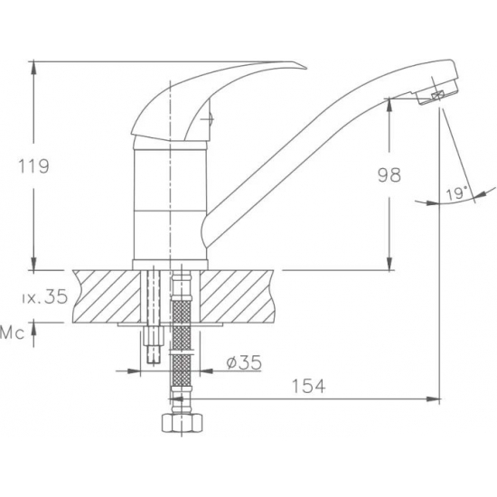 Смеситель для кухни HAIBA HB4515 хром