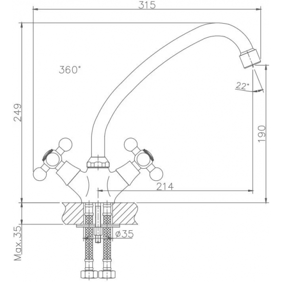 Смеситель для кухни HAIBA HB4519 хром