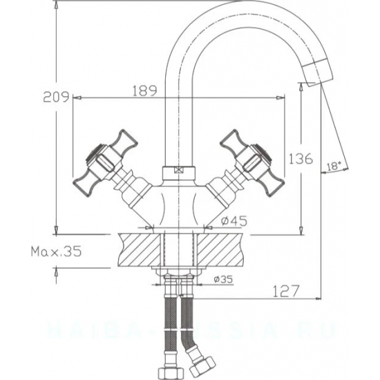 Смеситель для кухни HAIBA HB4524 хром