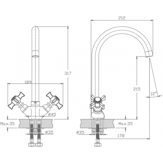 Смеситель для кухни HAIBA HB4624 хром