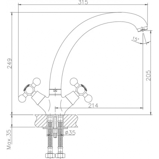 Смеситель для кухни HAIBA HB4719 хром