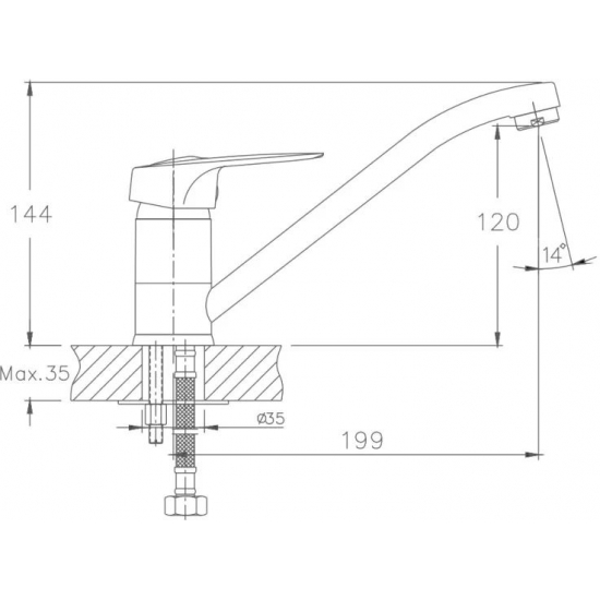 Смеситель для кухни HAIBA HB4837 хром
