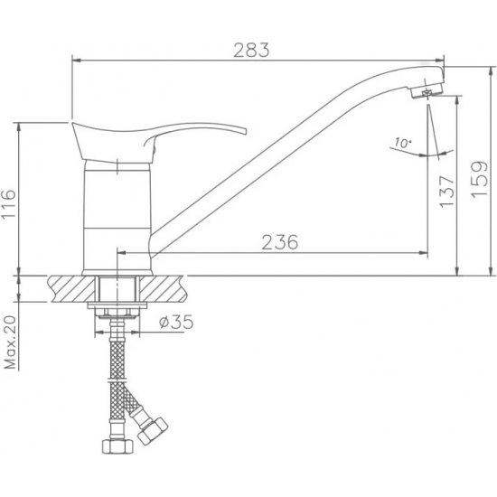 Смеситель для кухни HAIBA HB4901 хром