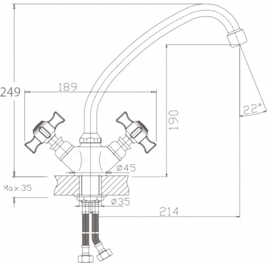 Смеситель для кухни HAIBA HB4924 хром
