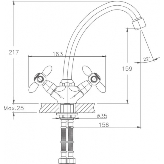 Смеситель для кухни HAIBA HB4927 хром