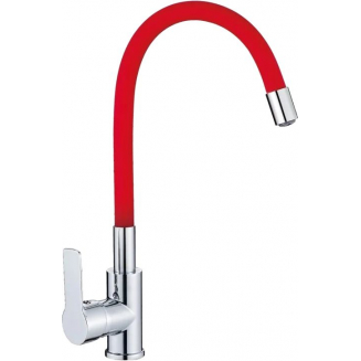 Смеситель для кухни HAIBA HB70112-6 с гибким изливом, красный/хром