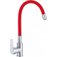 Смеситель для кухни HAIBA HB70112-6 с гибким изливом, красный/хром