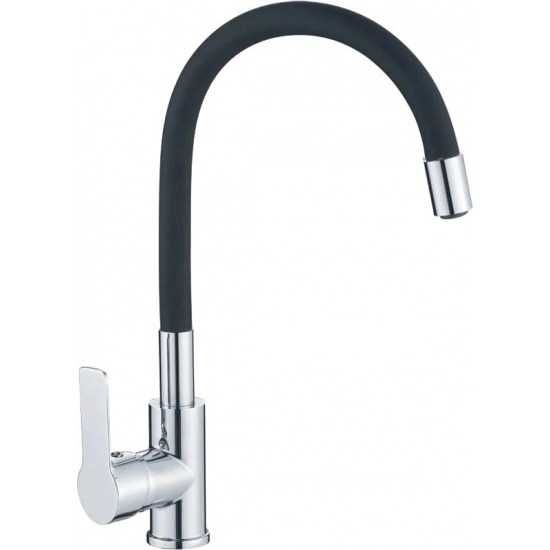 Смеситель для кухни HAIBA HB70112-7 с гибким изливом, чёрный/хром