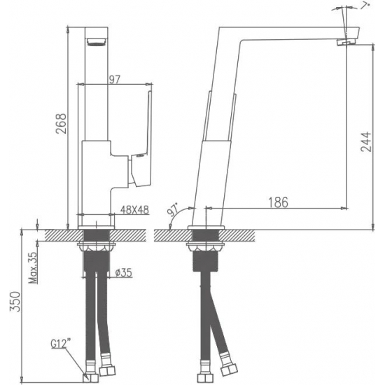 Смеситель для кухни HAIBA HB70191 хром