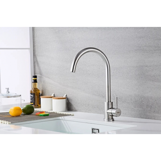 Смеситель для кухни HAIBA HB71304-3 из нержавеющей стали, сатин