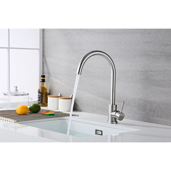 Смеситель для кухни HAIBA HB71304-3 из нержавеющей стали, сатин