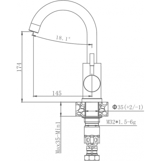 Смеситель для кухни HAIBA HB72304-3 из нержавеющей стали, сатин