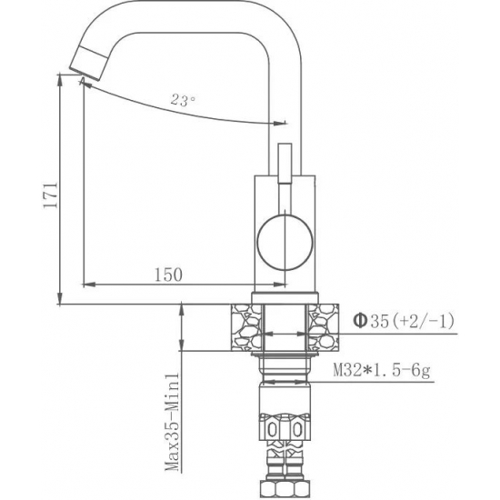 Смеситель для кухни HAIBA HB72304-4 из нержавеющей стали, сатин