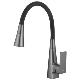 Смеситель для кухни HAIBA HB73823-3 с гибким изливом, чёрный/оружейная сталь
